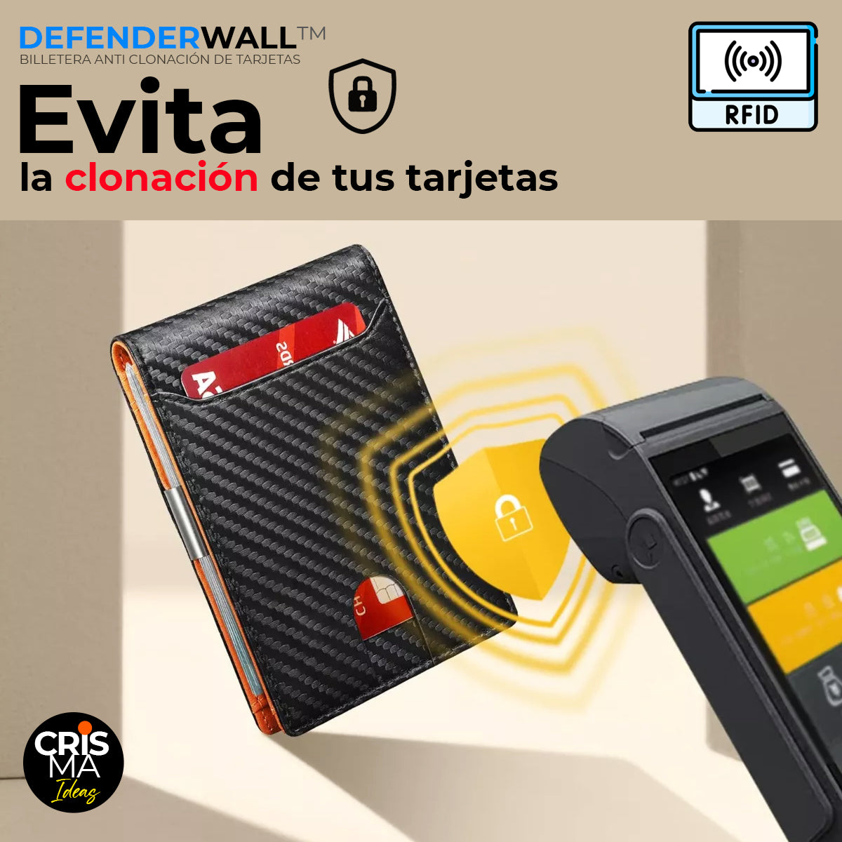 BILLETERA ANTI CLONACIÓN TECNOLOGÍA RFID DEFENDERWALL™  ⭐⭐⭐⭐⭐