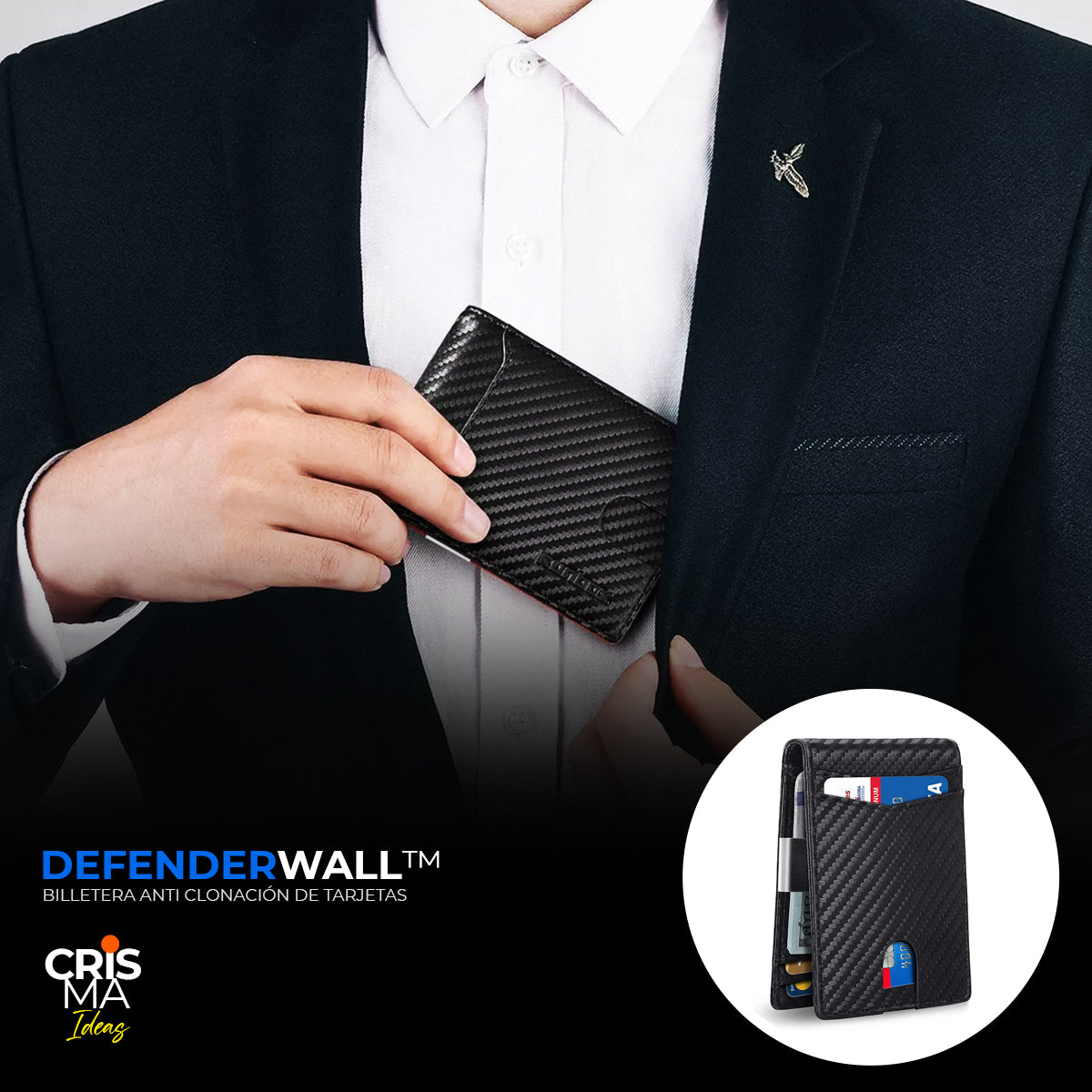 BILLETERA ANTI CLONACIÓN TECNOLOGÍA RFID DEFENDERWALL™  ⭐⭐⭐⭐⭐