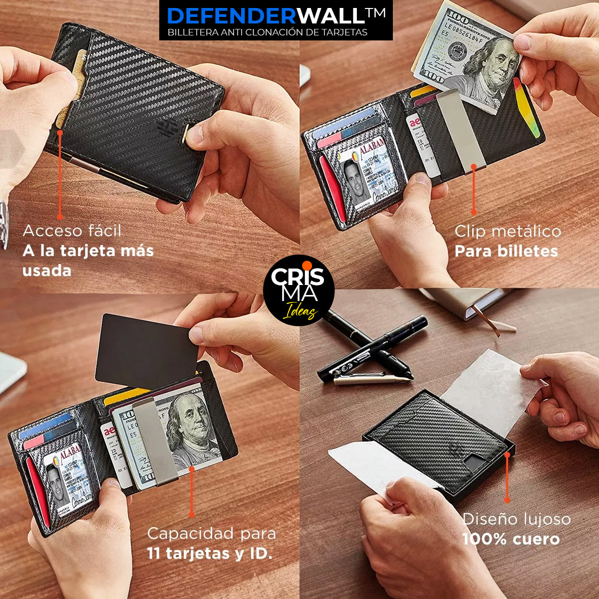 BILLETERA ANTI CLONACIÓN TECNOLOGÍA RFID DEFENDERWALL™  ⭐⭐⭐⭐⭐