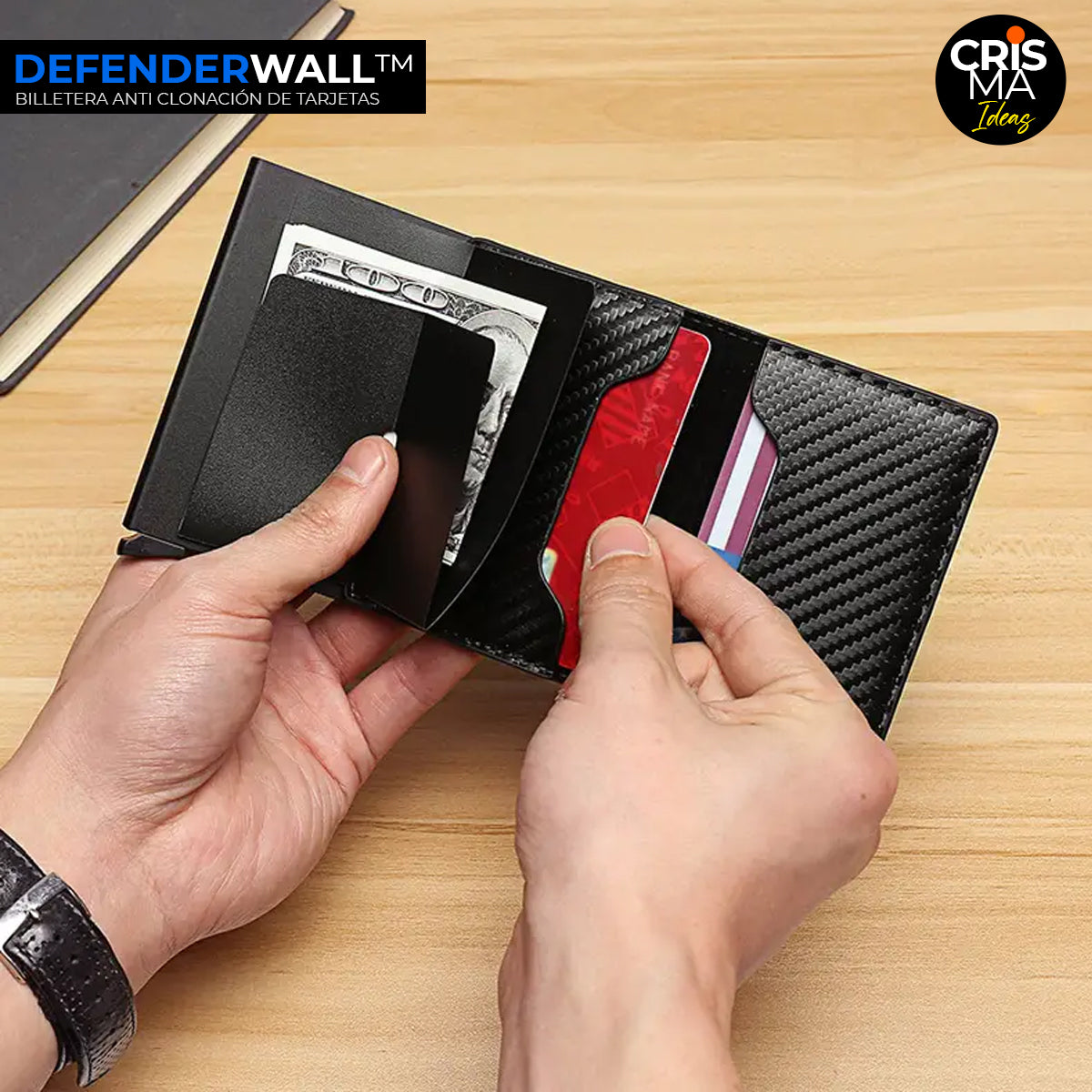 BILLETERA ANTI CLONACIÓN TECNOLOGÍA RFID DEFENDERWALL™  ⭐⭐⭐⭐⭐