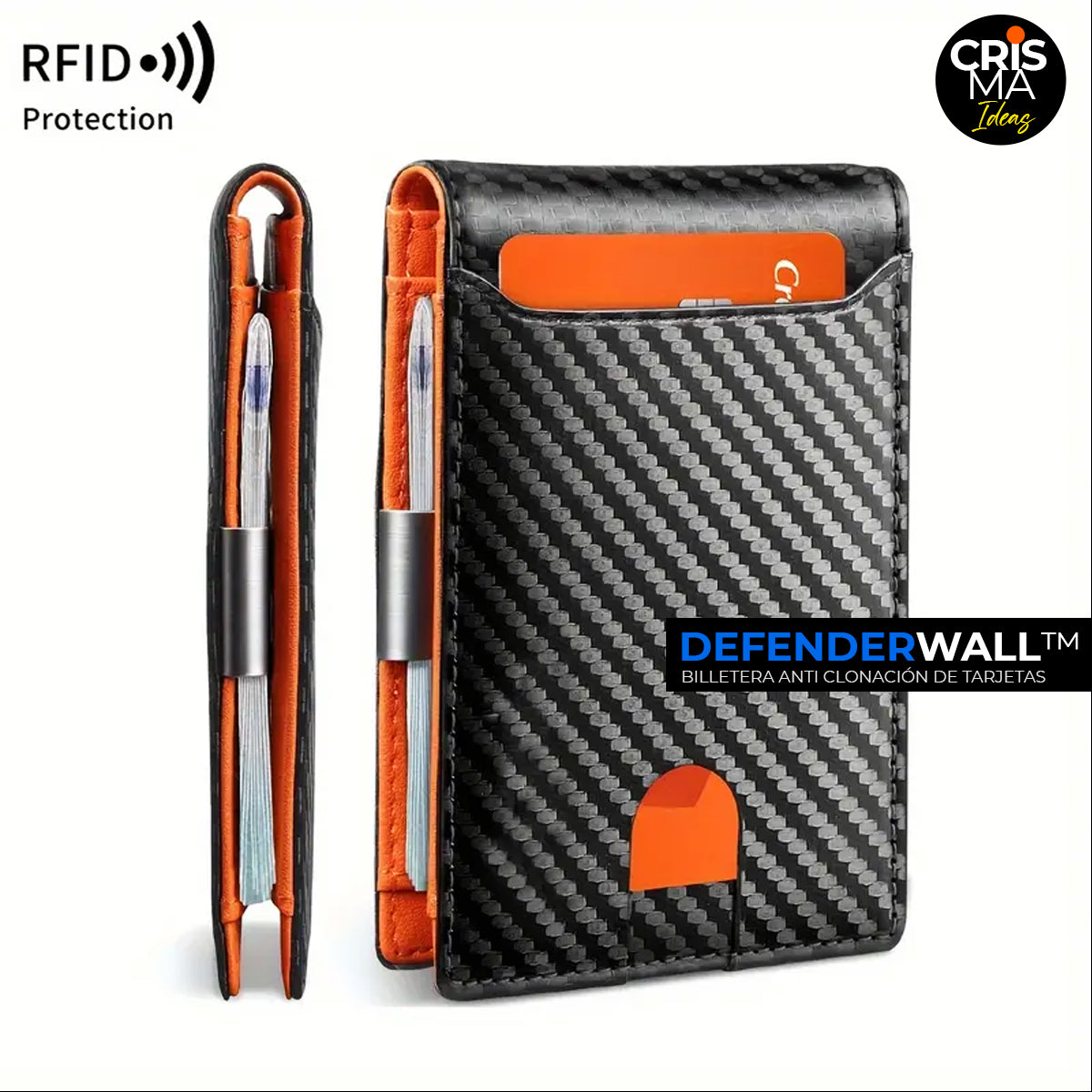 BILLETERA ANTI CLONACIÓN TECNOLOGÍA RFID DEFENDERWALL™  ⭐⭐⭐⭐⭐