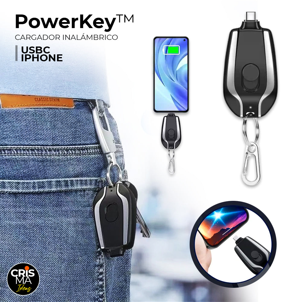 CARGADOR PORTÁTIL LLAVERO USBC / IPHONE POWERKEY™ ⭐️⭐️⭐️⭐️⭐️