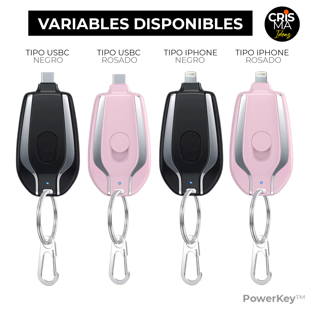 CARGADOR PORTÁTIL LLAVERO USBC / IPHONE POWERKEY™ ⭐️⭐️⭐️⭐️⭐️