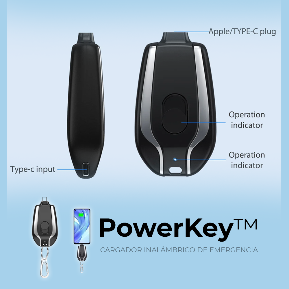 CARGADOR PORTÁTIL LLAVERO USBC / IPHONE POWERKEY™ ⭐️⭐️⭐️⭐️⭐️